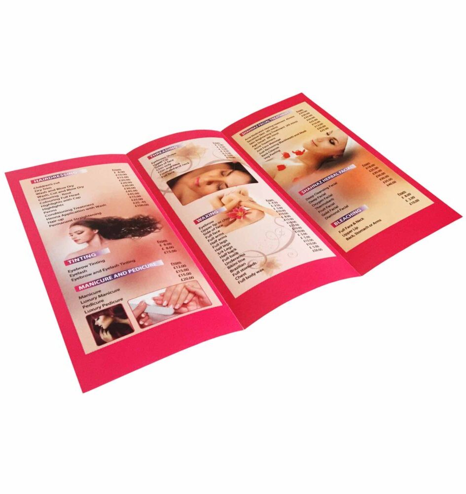A3 tri folded leaflet printing with Free UK delivery