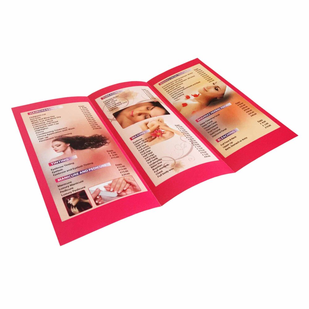 A3 tri folded leaflet printing with Free UK delivery
