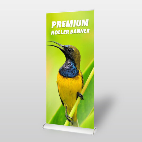 cheap and quick premium roller banner printing and design in harrow from Rushprint